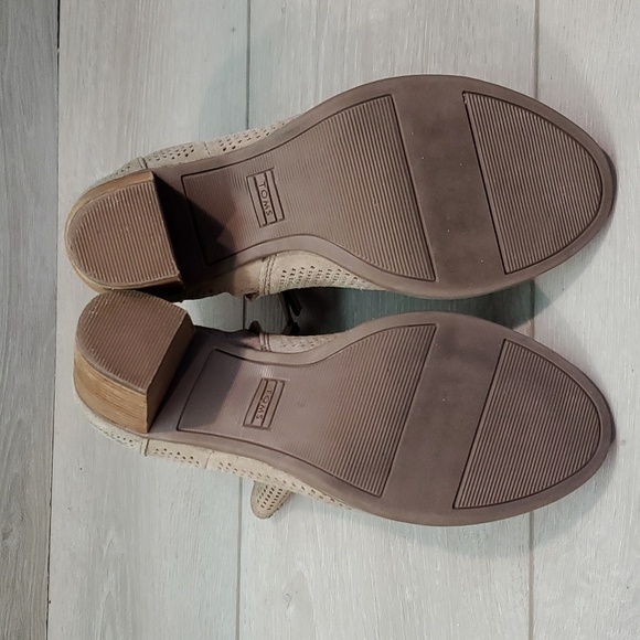 Toms Women Majorca Ankle Leather Heels Open Peep Toe shoes boots sz 7 - Picture 10 of 11
